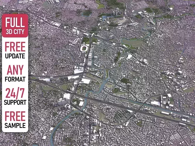 Bekasi - 3D City Model Low-poly 3D model