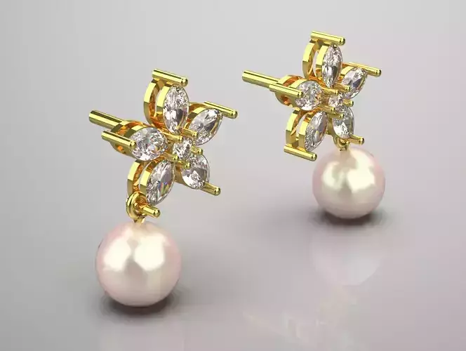 luxury pearl earring pe0023 3D print model