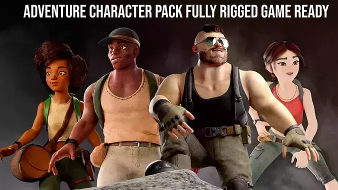 Adventure Character Pack Fully Rigged Game Ready 3D model