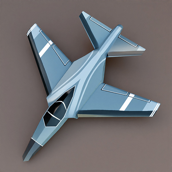 Lowpoly textured jet Low-poly 3D model_4