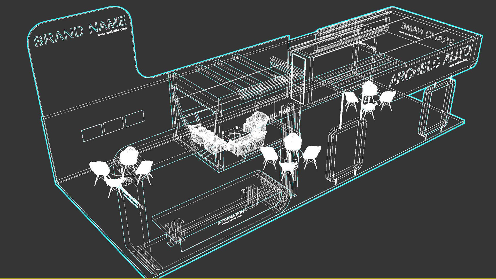 exhibition booth stand 3d model 3D model_7