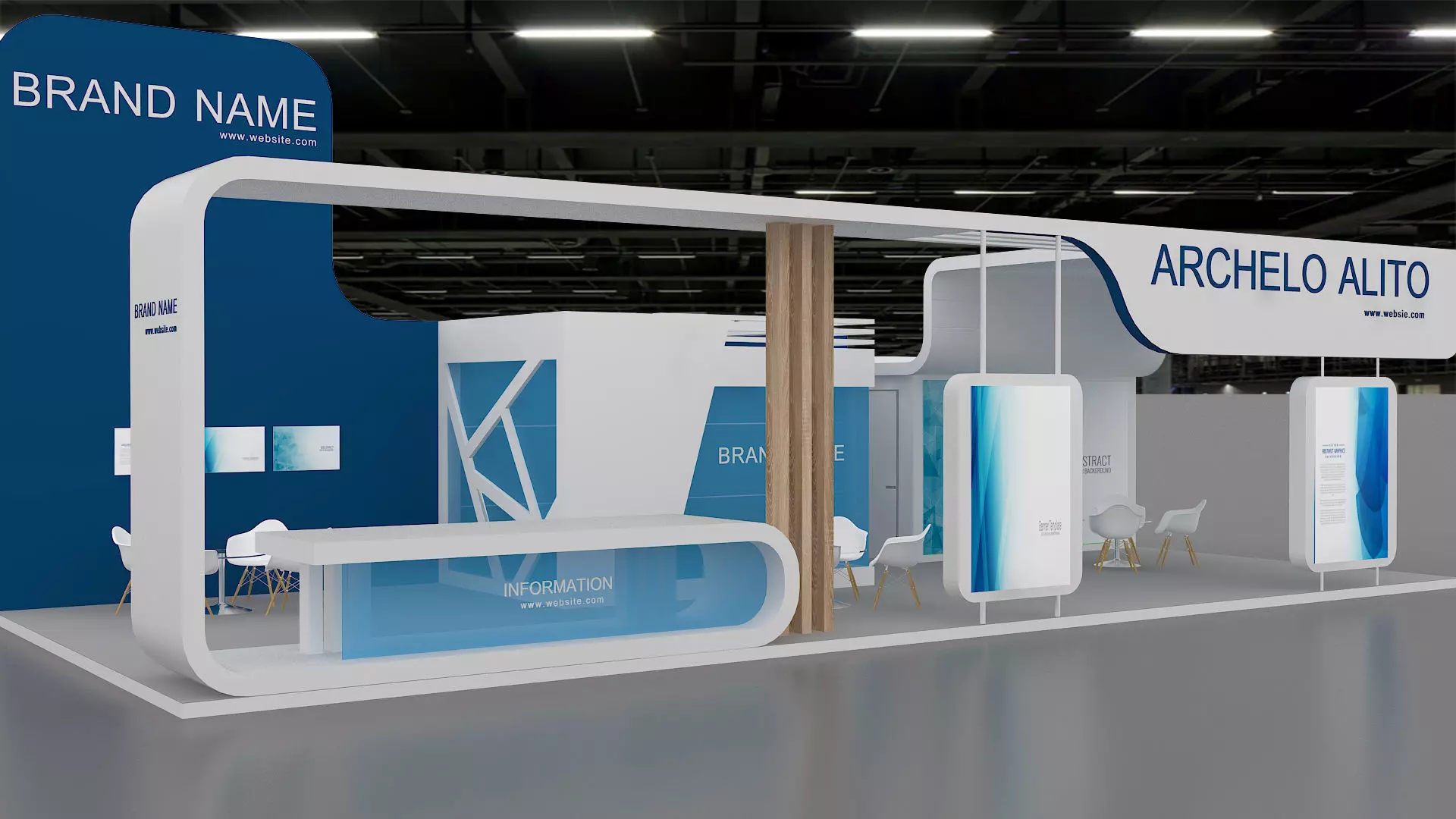 exhibition booth stand 3d model 3D model_0