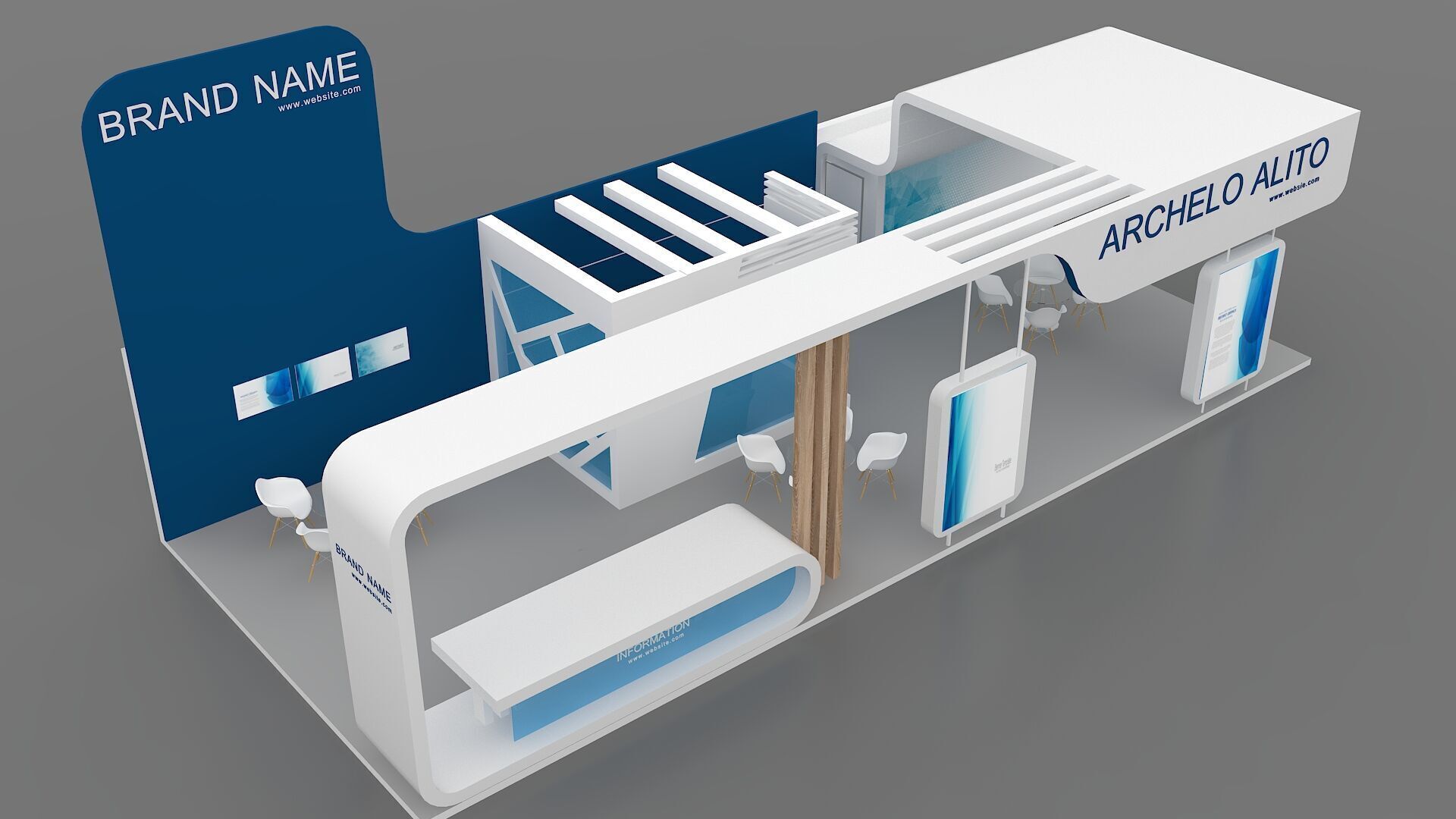 exhibition booth stand 3d model 3D model_5