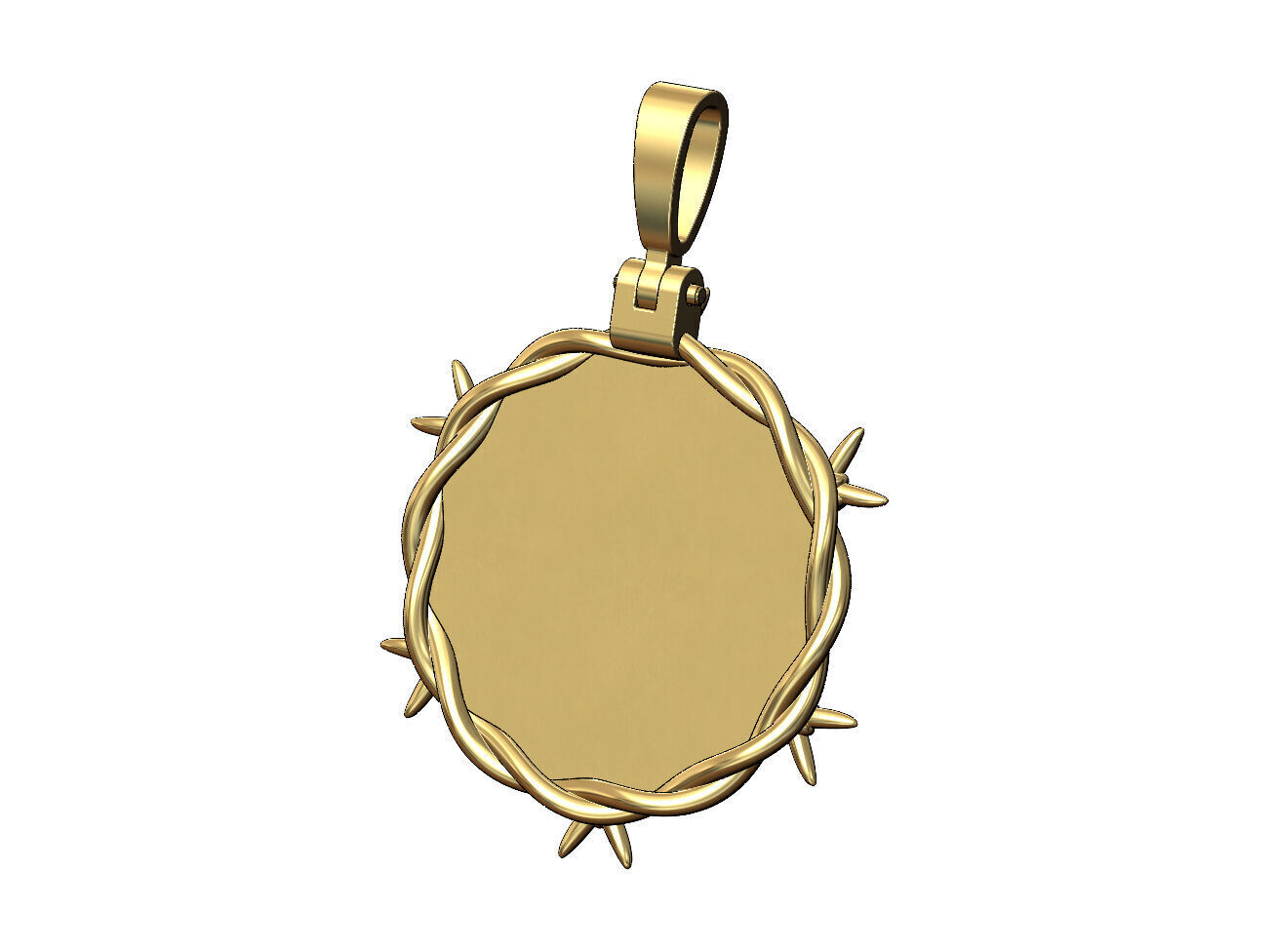 Barbwire Claddagh heart crown round pendant with bail 3D print model_4