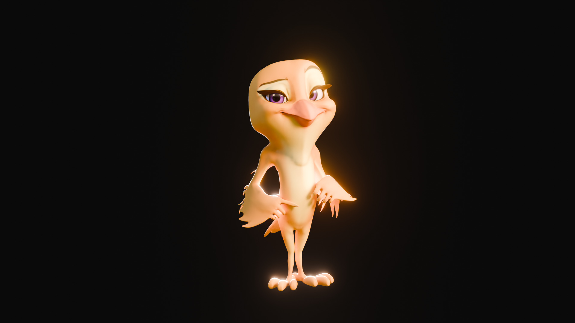 Chibi Canary - 3D Yellow - Rigged Cartoon Bird Low-poly 3D model_41