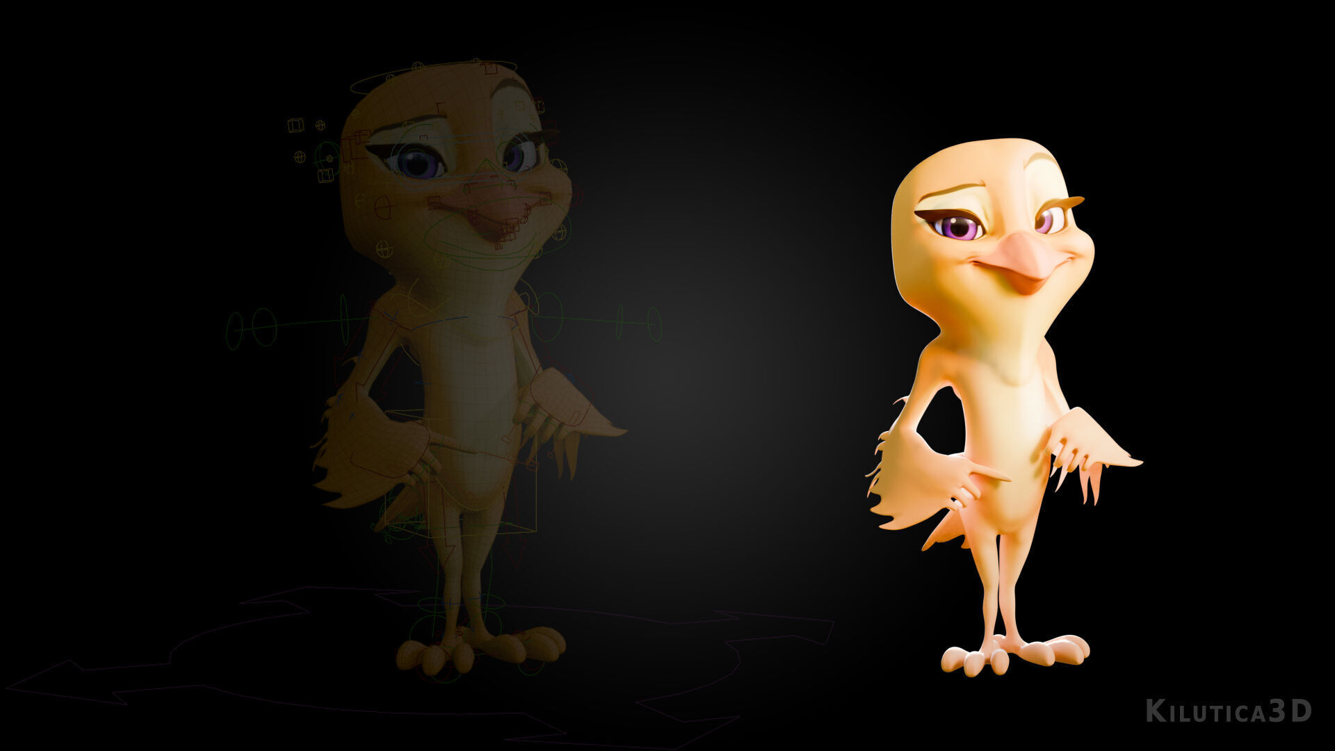 Chibi Canary - 3D Yellow - Rigged Cartoon Bird Low-poly 3D model_7