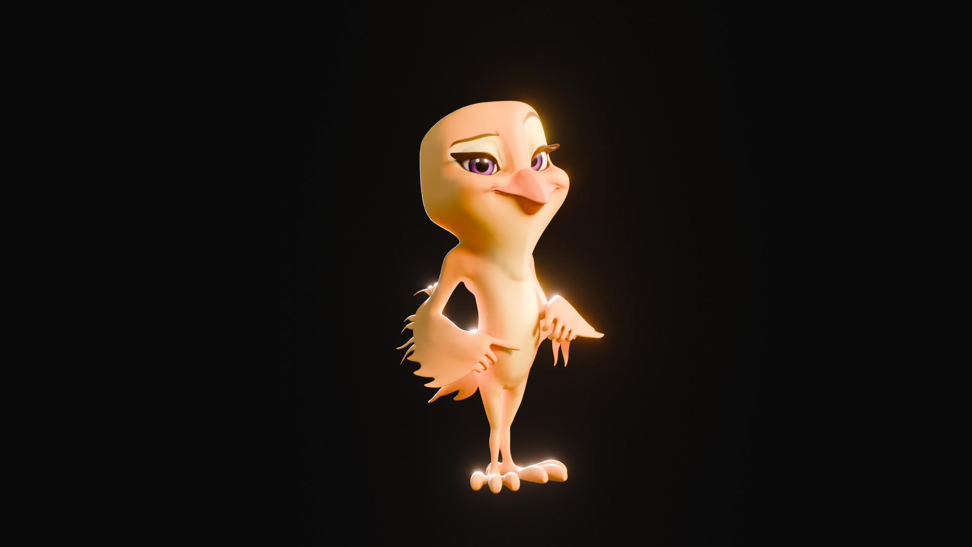Chibi Canary - 3D Yellow - Rigged Cartoon Bird Low-poly 3D model_18