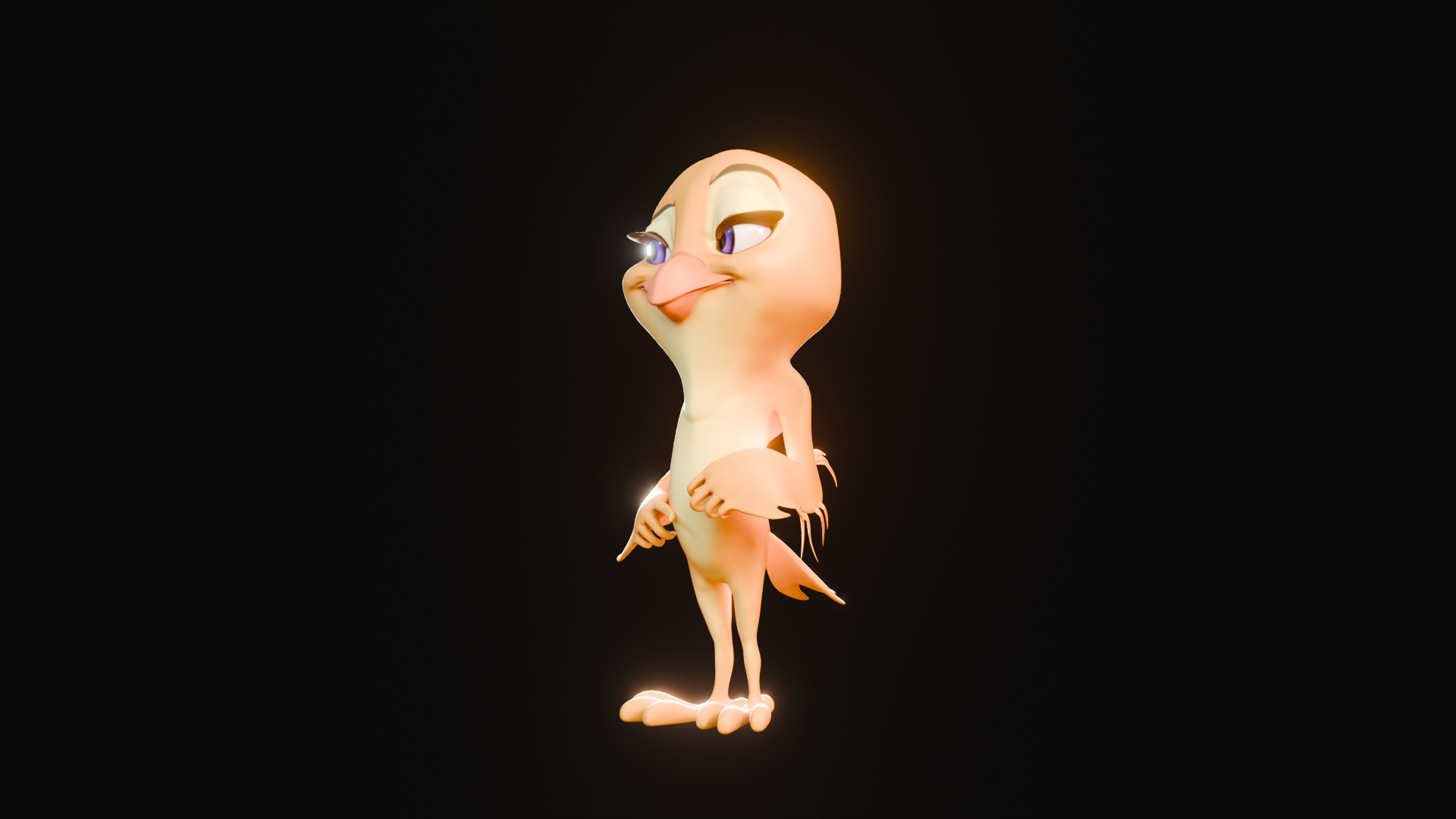 Chibi Canary - 3D Yellow - Rigged Cartoon Bird Low-poly 3D model_37