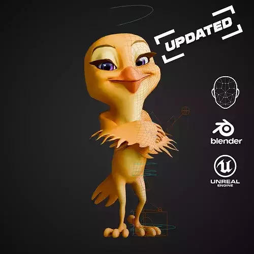 Cartoon Yellow Canary Rigged Stylized Bird