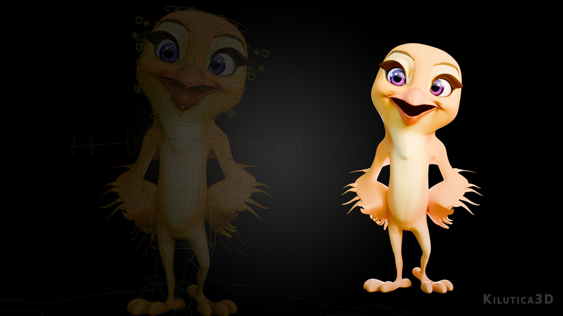 Chibi Canary - 3D Yellow - Rigged Cartoon Bird Low-poly 3D model_6