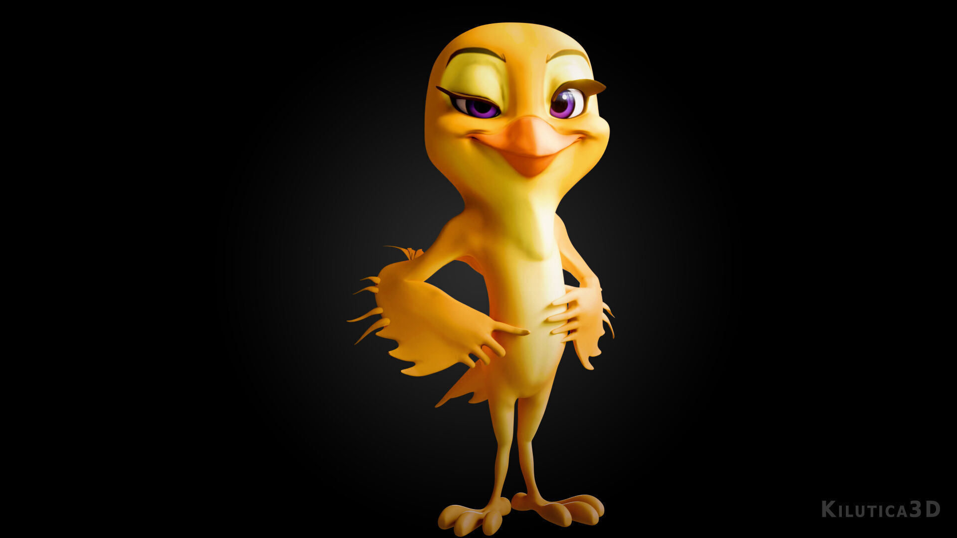Chibi Canary - 3D Yellow - Rigged Cartoon Bird Low-poly 3D model_8