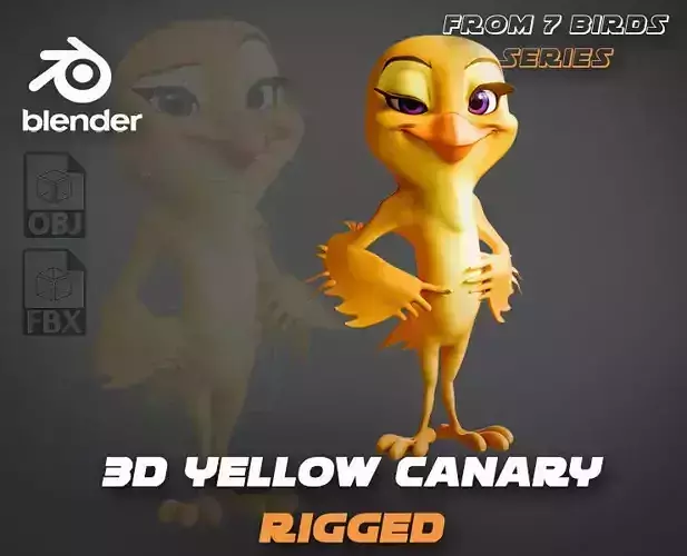 Chibi Canary - 3D Yellow - Rigged Cartoon Bird Low-poly 3D model Chibi Canary - 3D Yellow - Rigged Cartoon Bird Low-poly 3D model