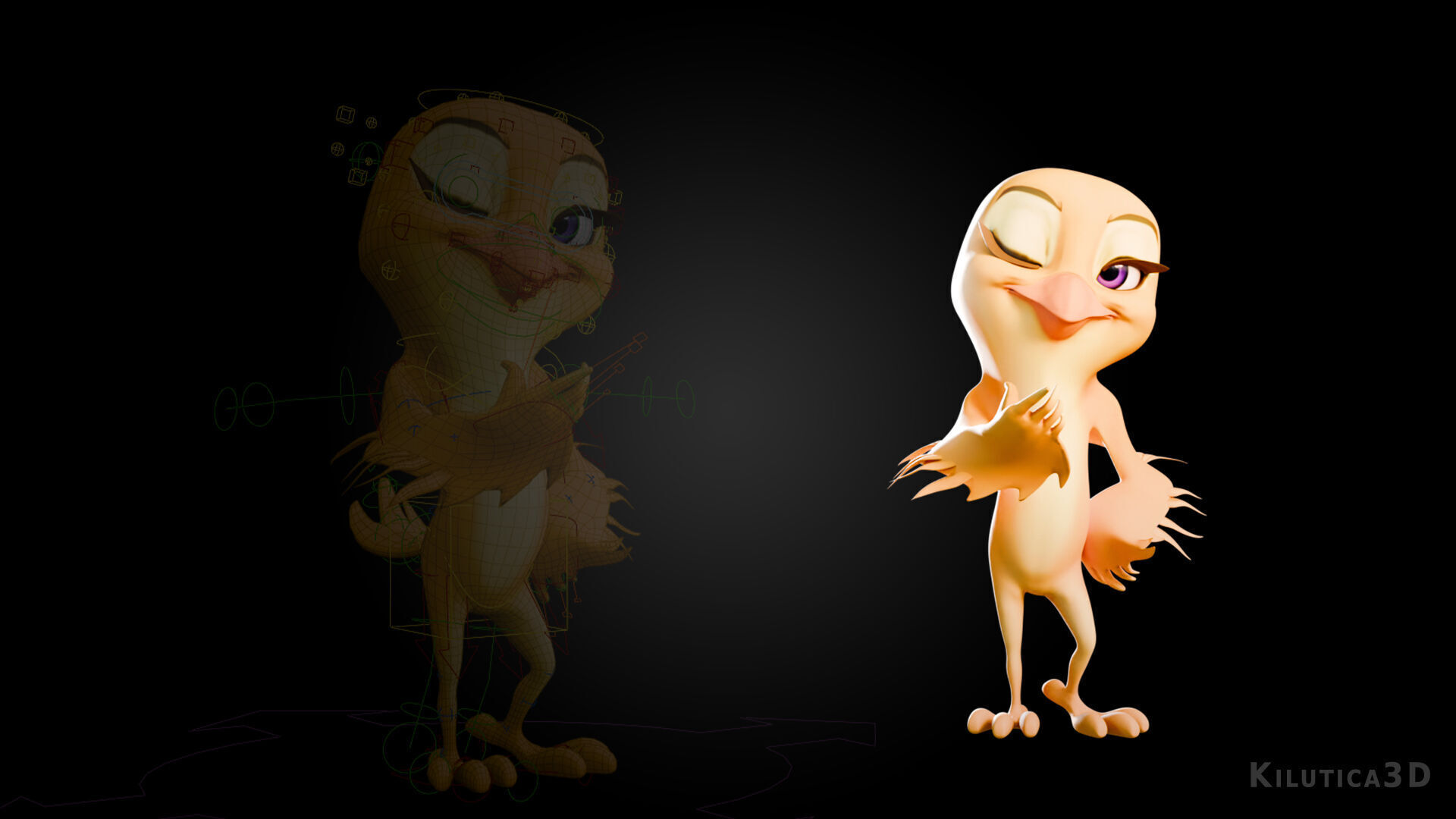 Chibi Canary - 3D Yellow - Rigged Cartoon Bird Low-poly 3D model_5