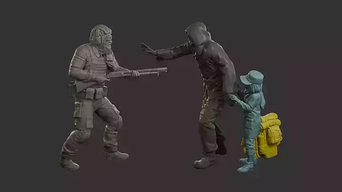 Post-Apocalyptic Male PAM2 SceneB 3D Model Collection