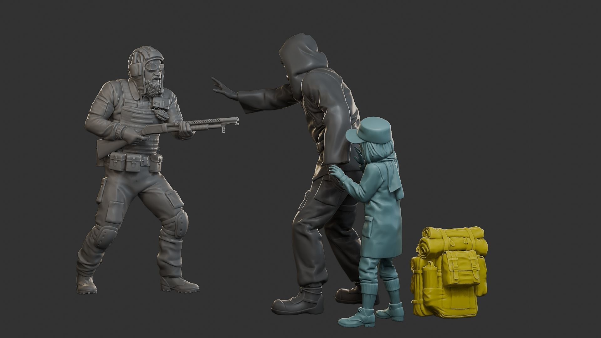 Post-Apocalyptic Male PAM2 SceneB 3D Model Collection_23