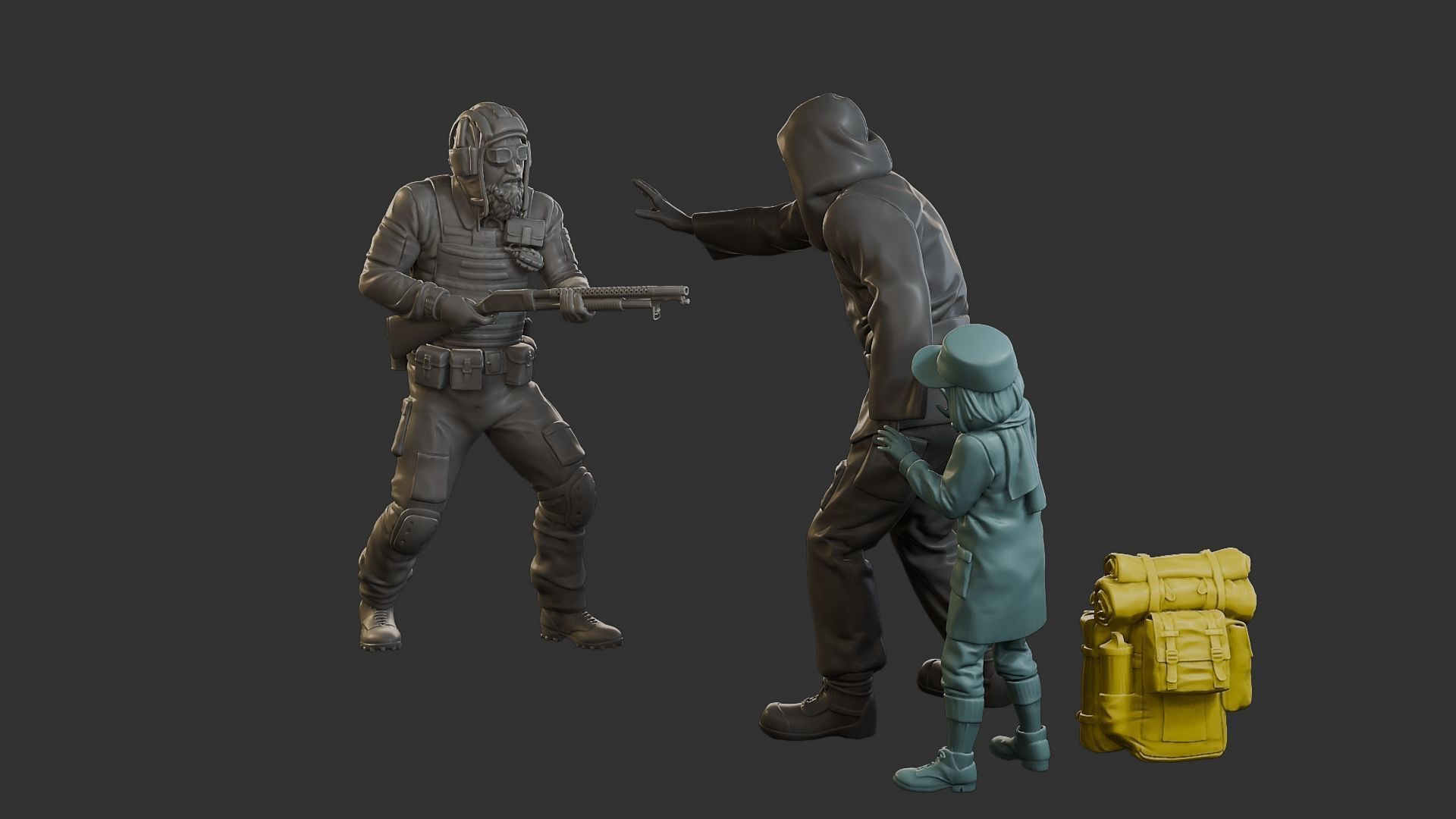 Post-Apocalyptic Male PAM2 SceneB 3D Model Collection_1
