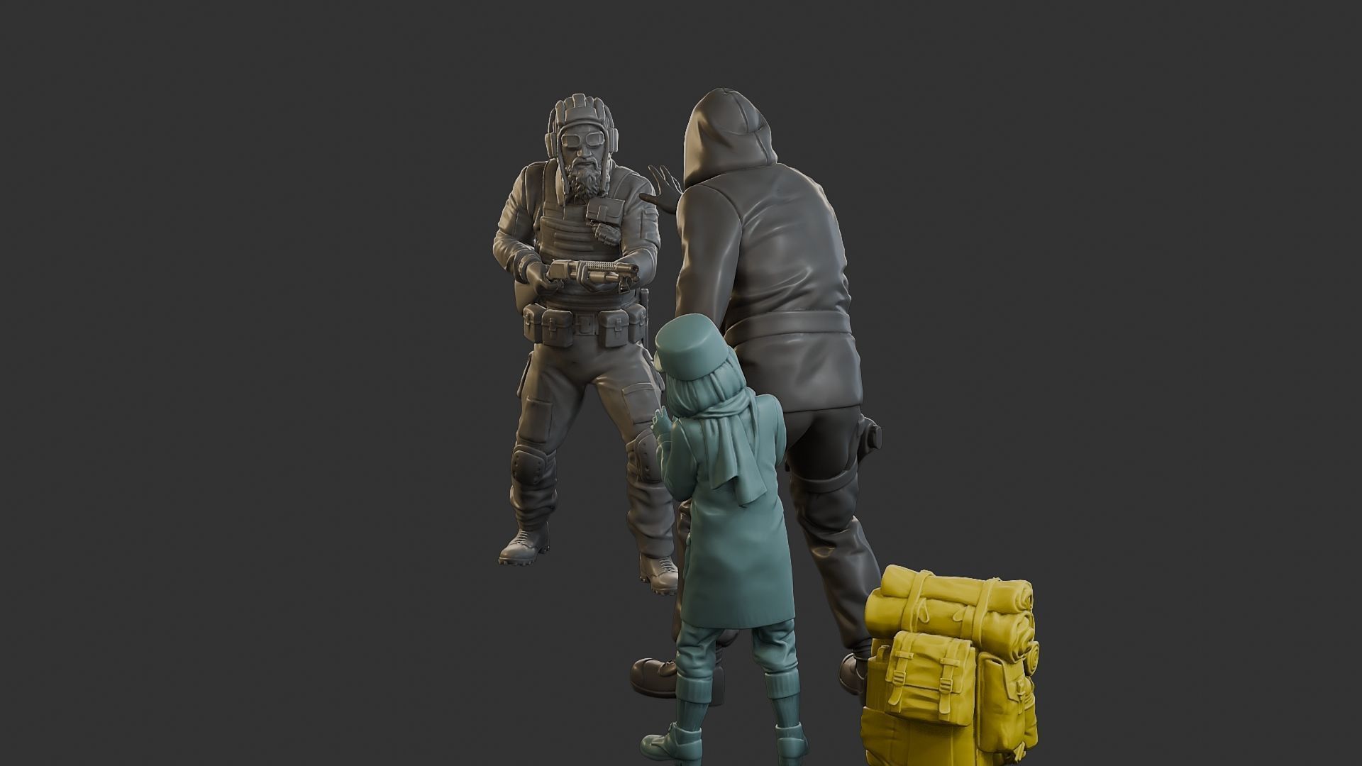 Post-Apocalyptic Male PAM2 SceneB 3D Model Collection_2