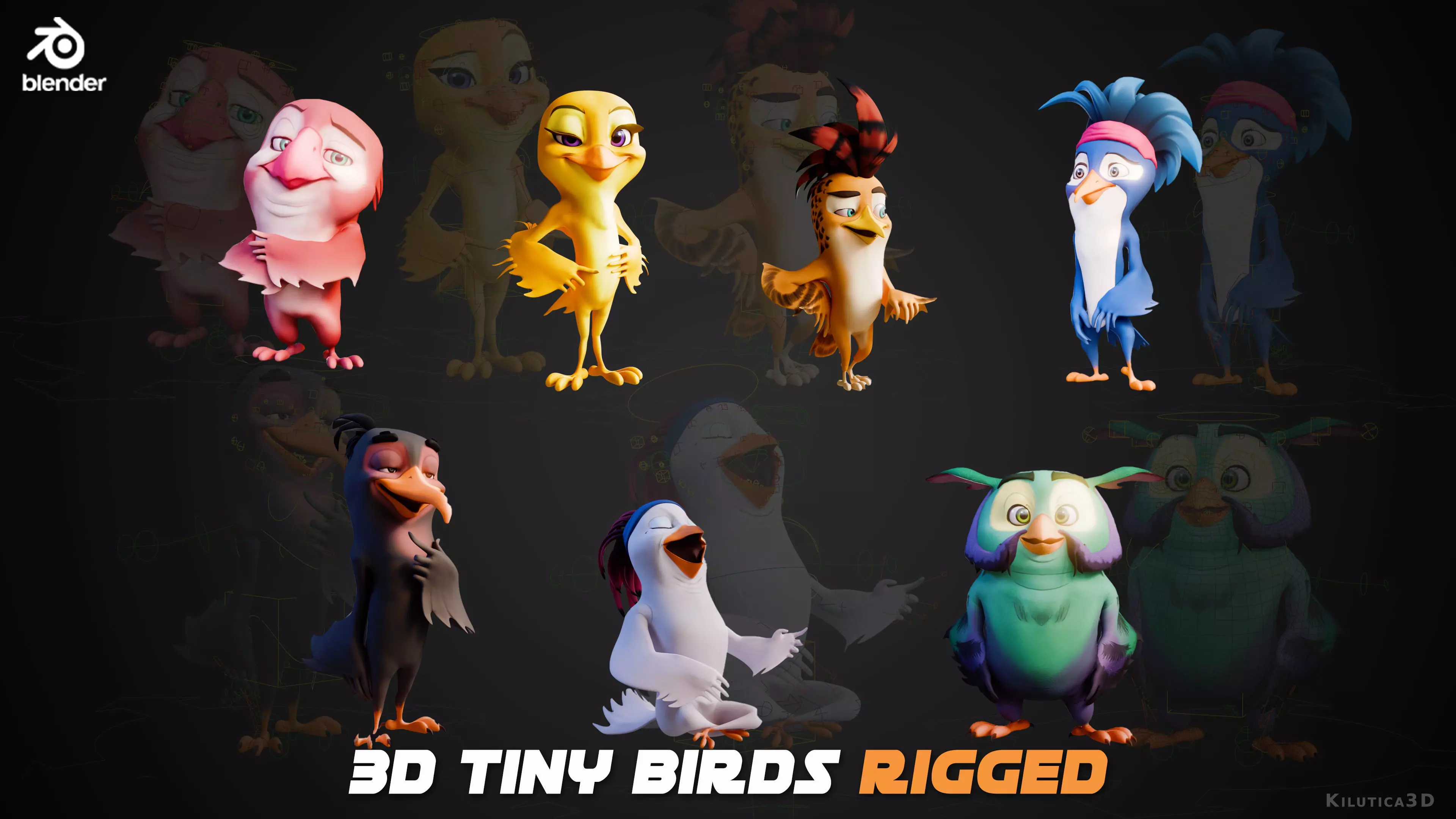 7 Birds Collection - Rigged Cartoon Characters - Discounted _0