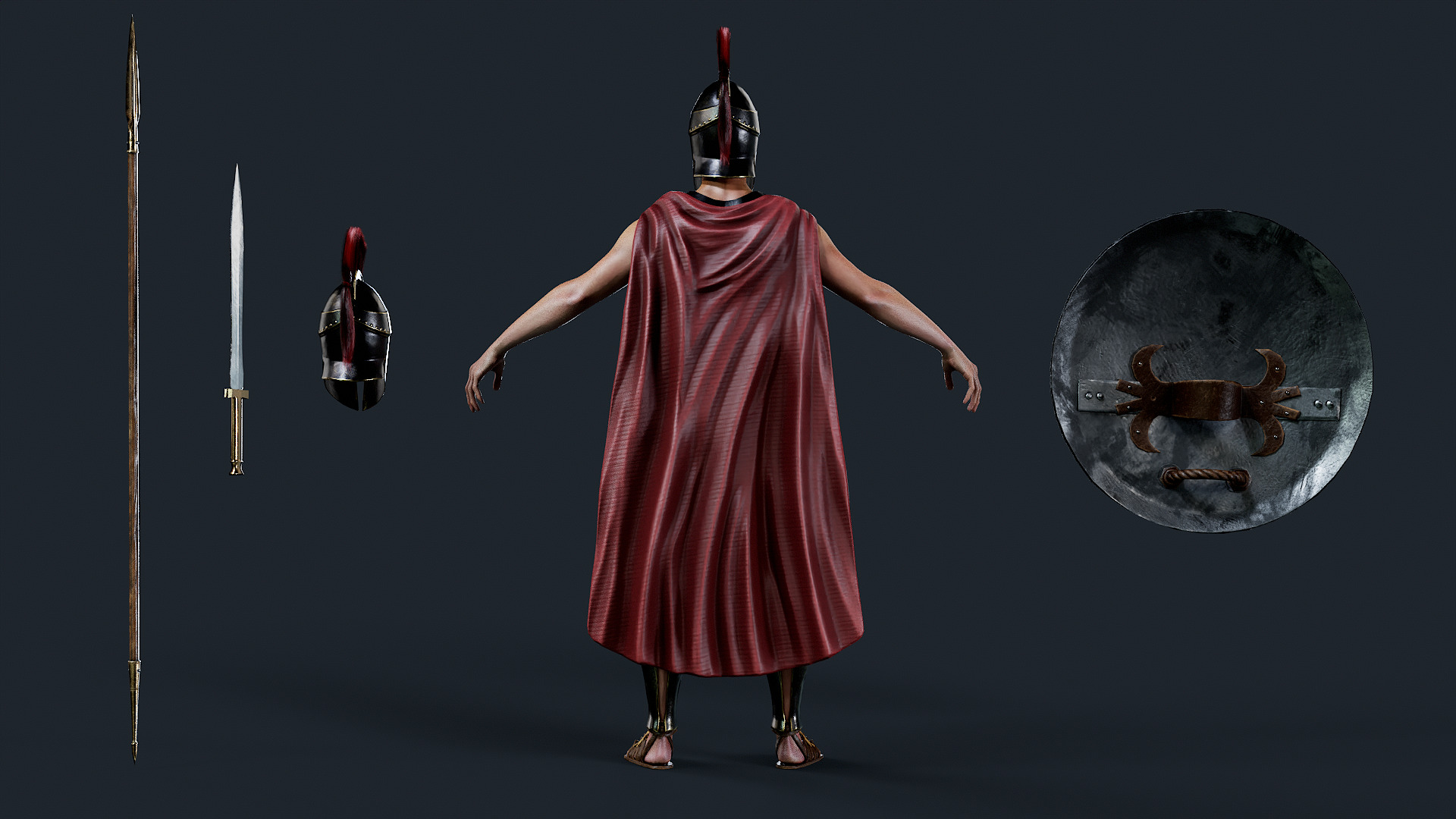 SPARTAN H HOPLITE R  Low-poly 3D model_6