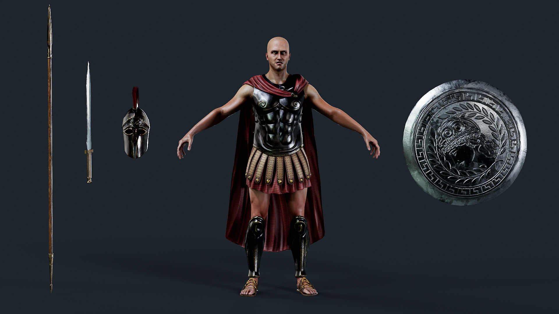 SPARTAN H HOPLITE R  Low-poly 3D model_4