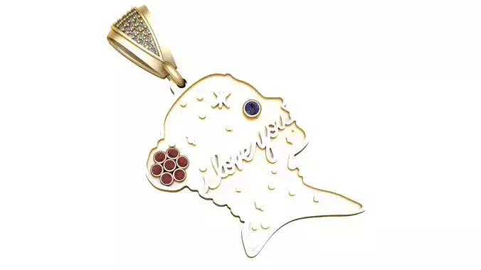 I LOVE U WORD FACE PENDANT 3D PRINTABLE MODEL 3D print model