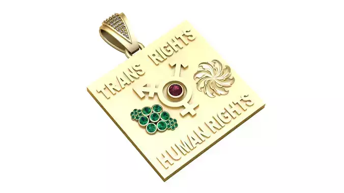 HUMAN RIGHTS CARD PENDANT 3D PRINTABLE MODEL 3D print model