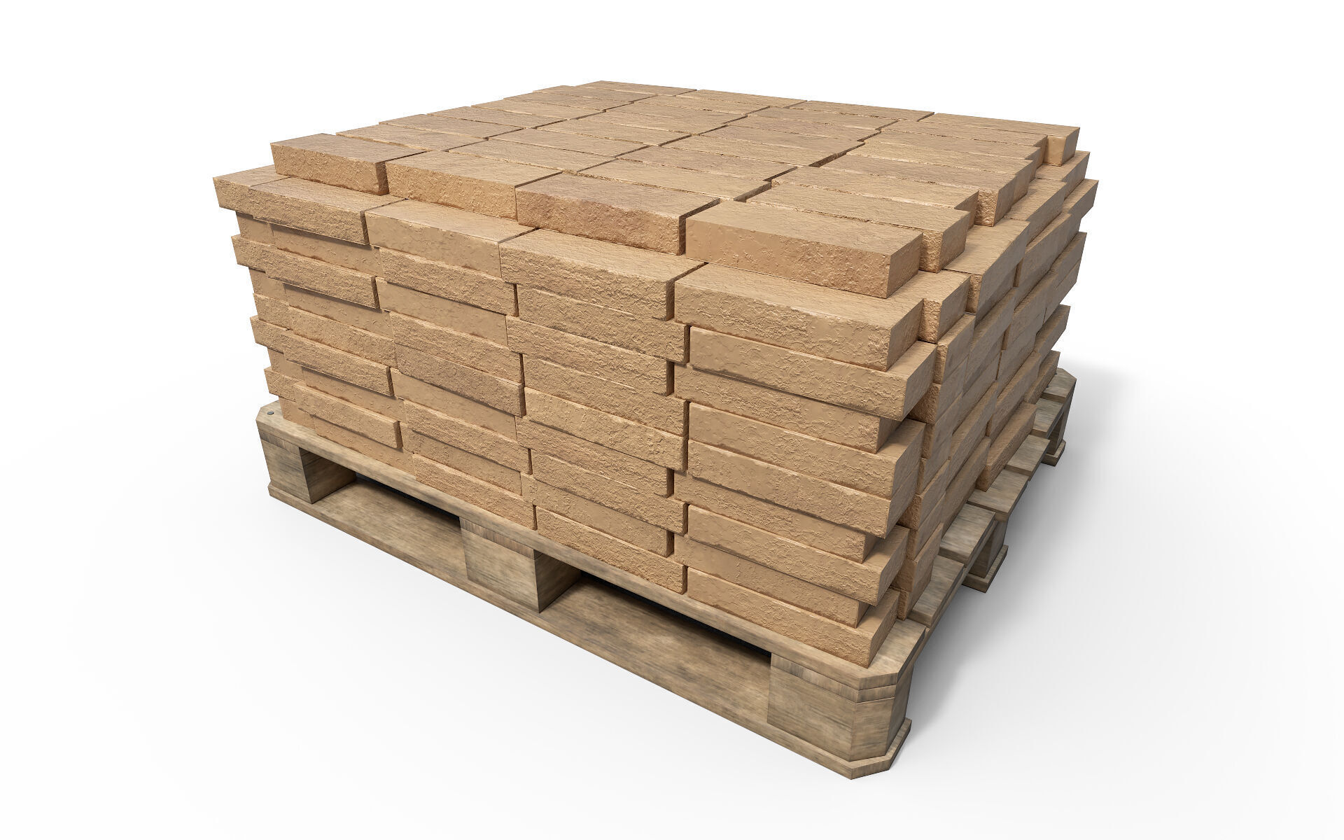 Bricks on a pallet Low-poly 3D model_4