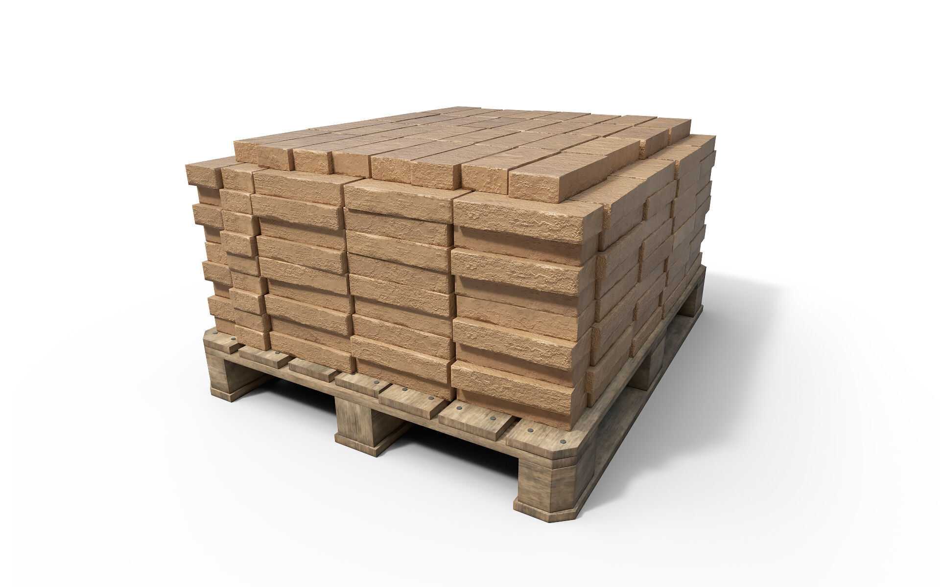 Bricks on a pallet Low-poly 3D model_2