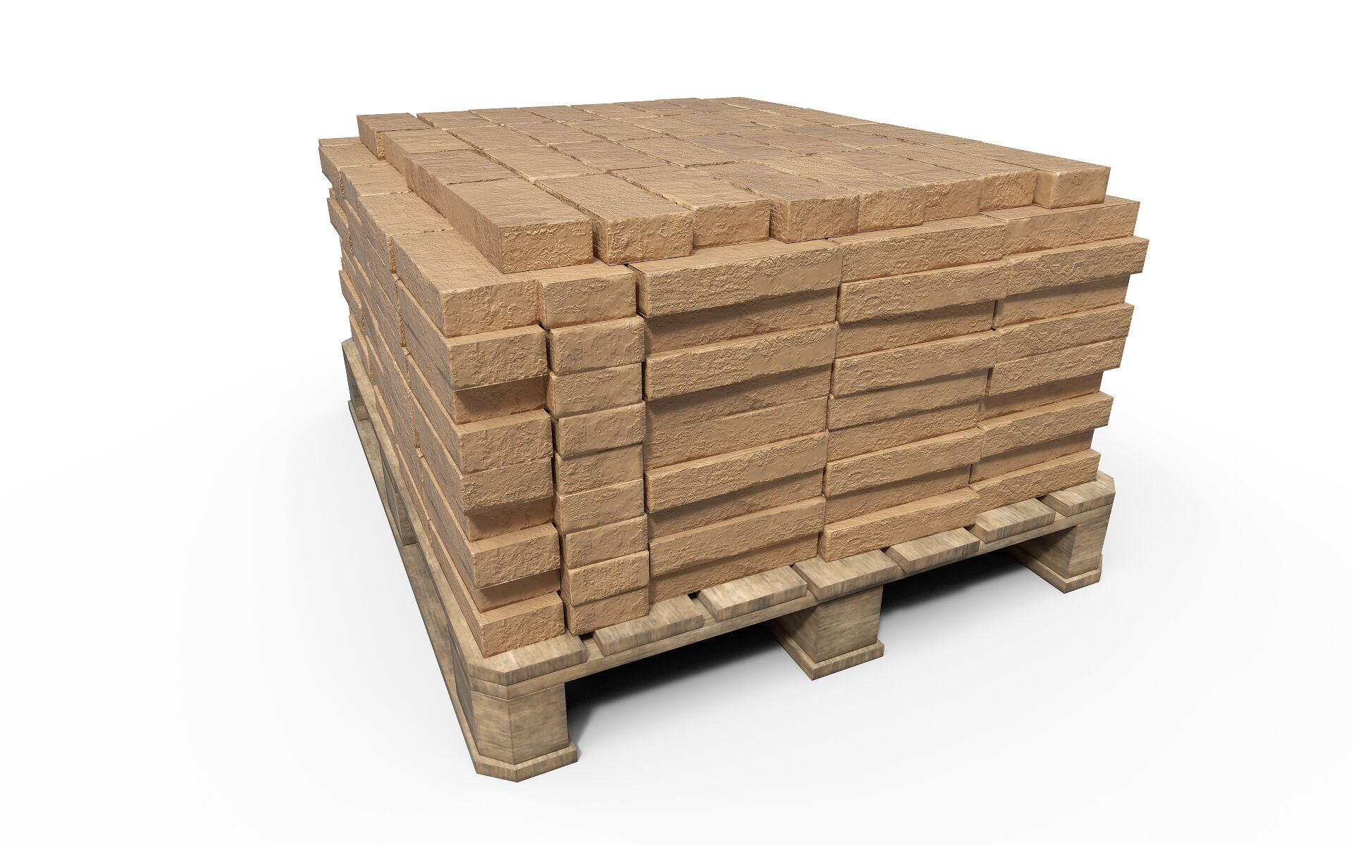 Bricks on a pallet Low-poly 3D model_5