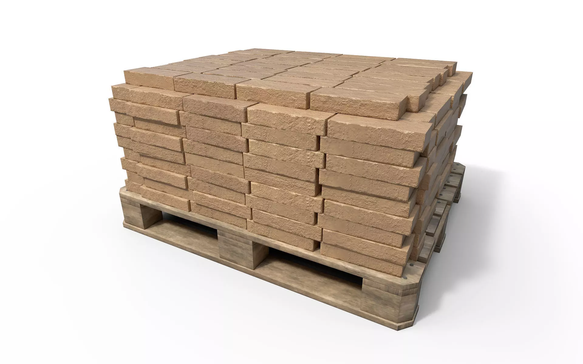 Bricks on a pallet Low-poly 3D model_0