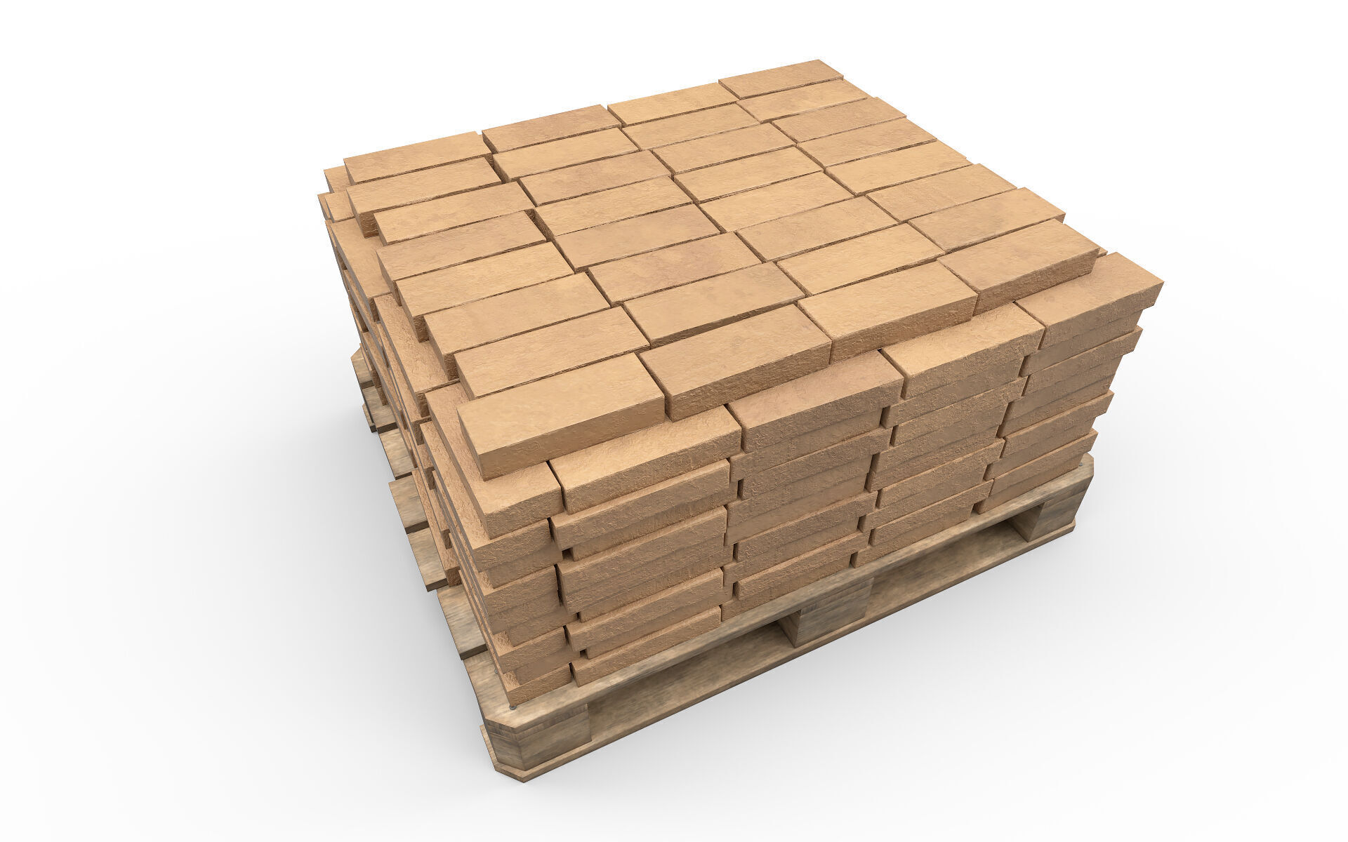 Bricks on a pallet Low-poly 3D model_6