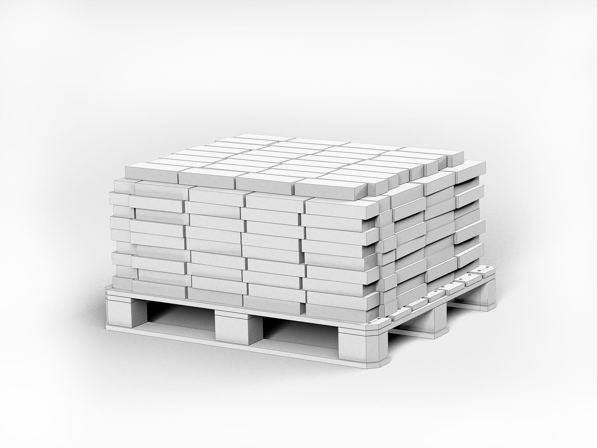 Bricks on a pallet Low-poly 3D model_7