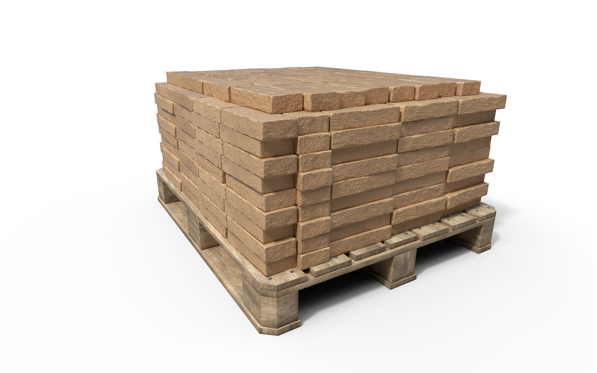Bricks on a pallet Low-poly 3D model_1