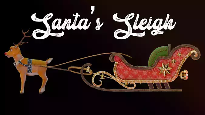 Santas Sleigh  Festive 3D Model Animation Ready Rigged 3D model