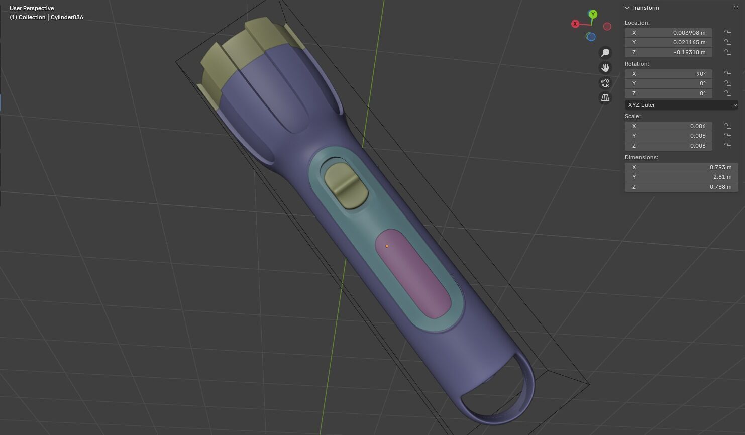 Compact Flashlight  3D Model 3D model_4