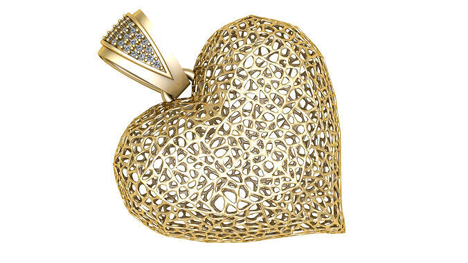 GOLDEN DIAMOND HEART PENDANT 3D PRINTABLE MODEL 3D print model