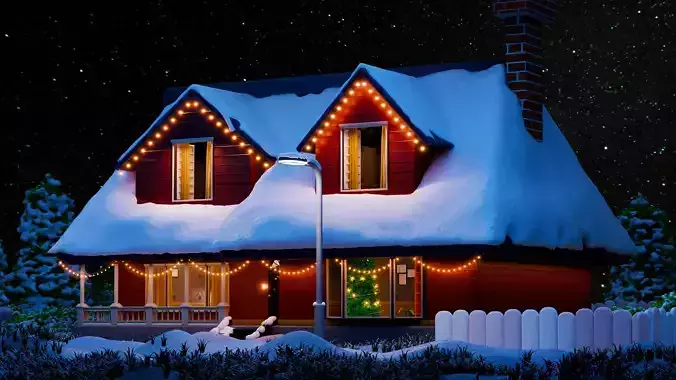 Premium 3D Winter House in Blender