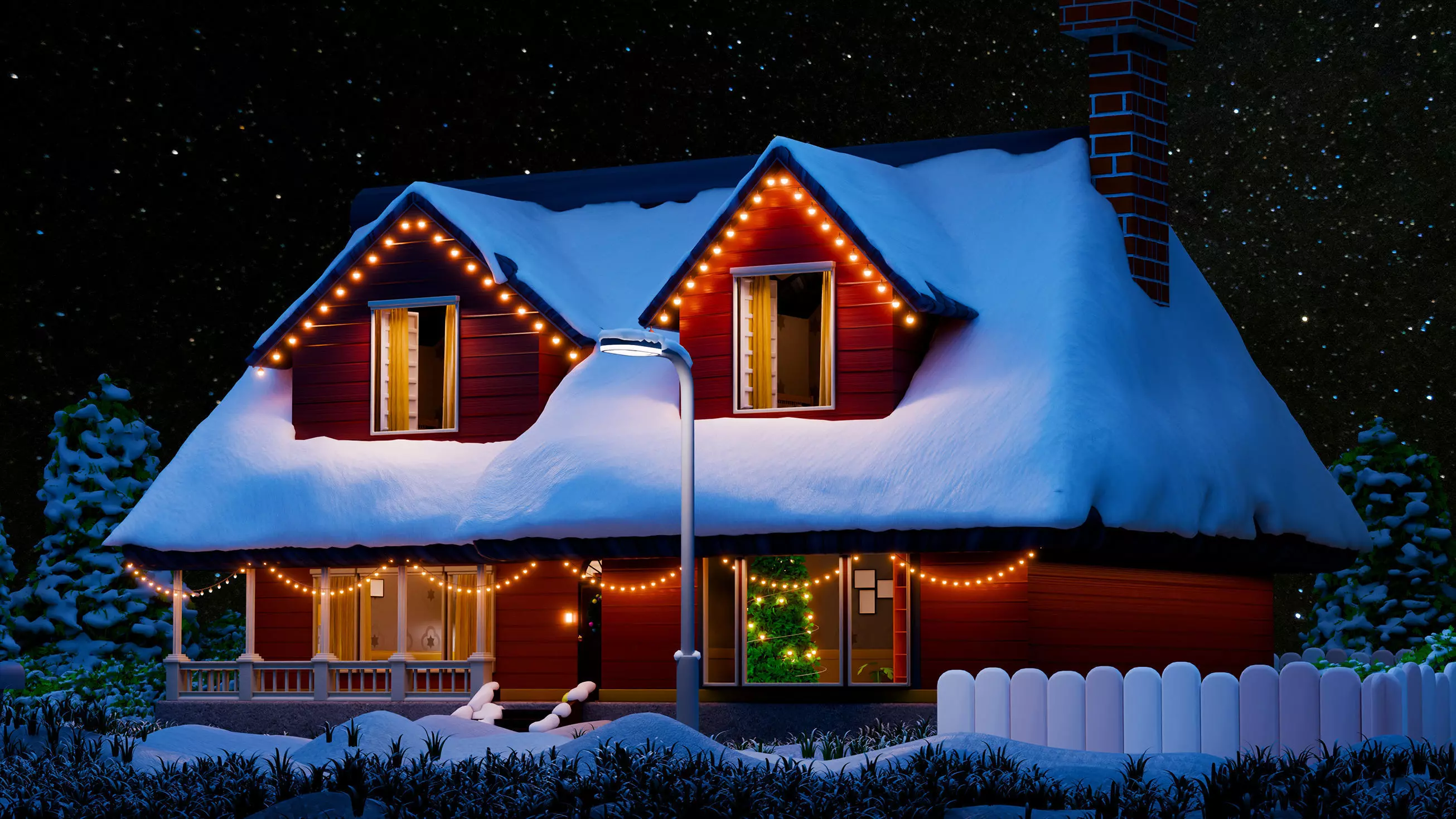 Premium 3D Winter House in Blender 3D model