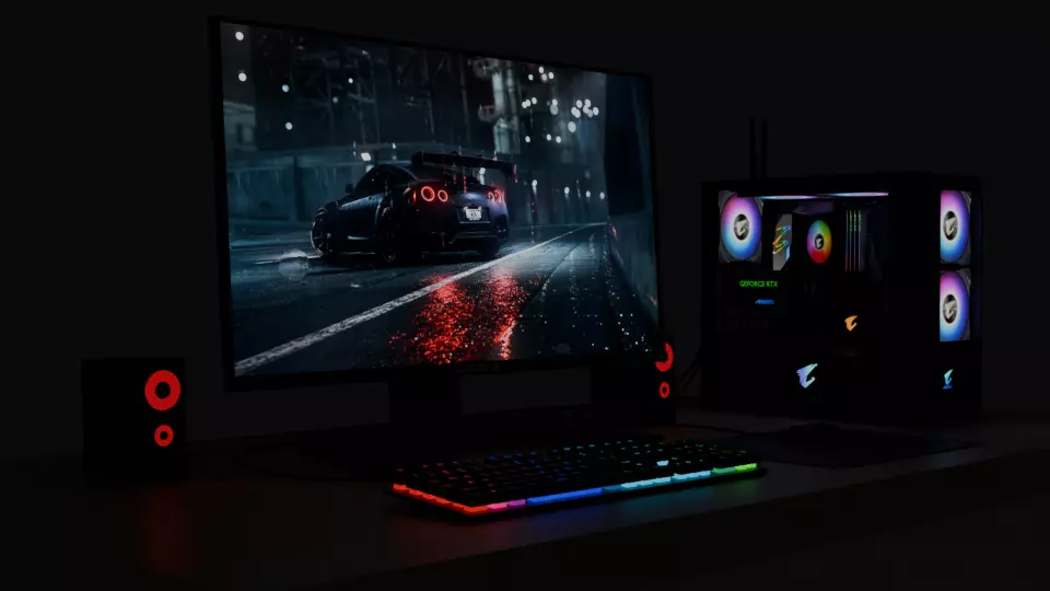 gaming pc 3d model Free low-poly 3D model