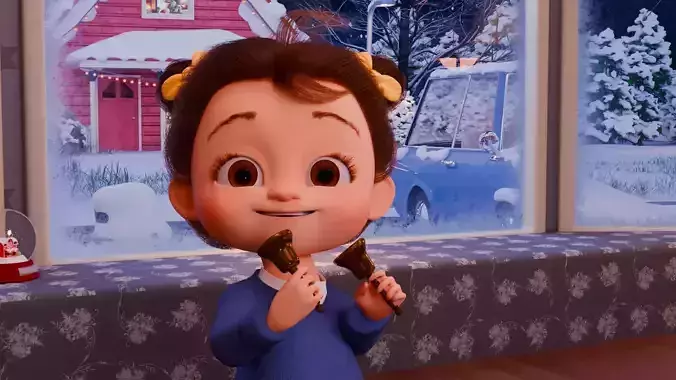 Baby Character Girl Fully Rigged Game Ready Animation Ready