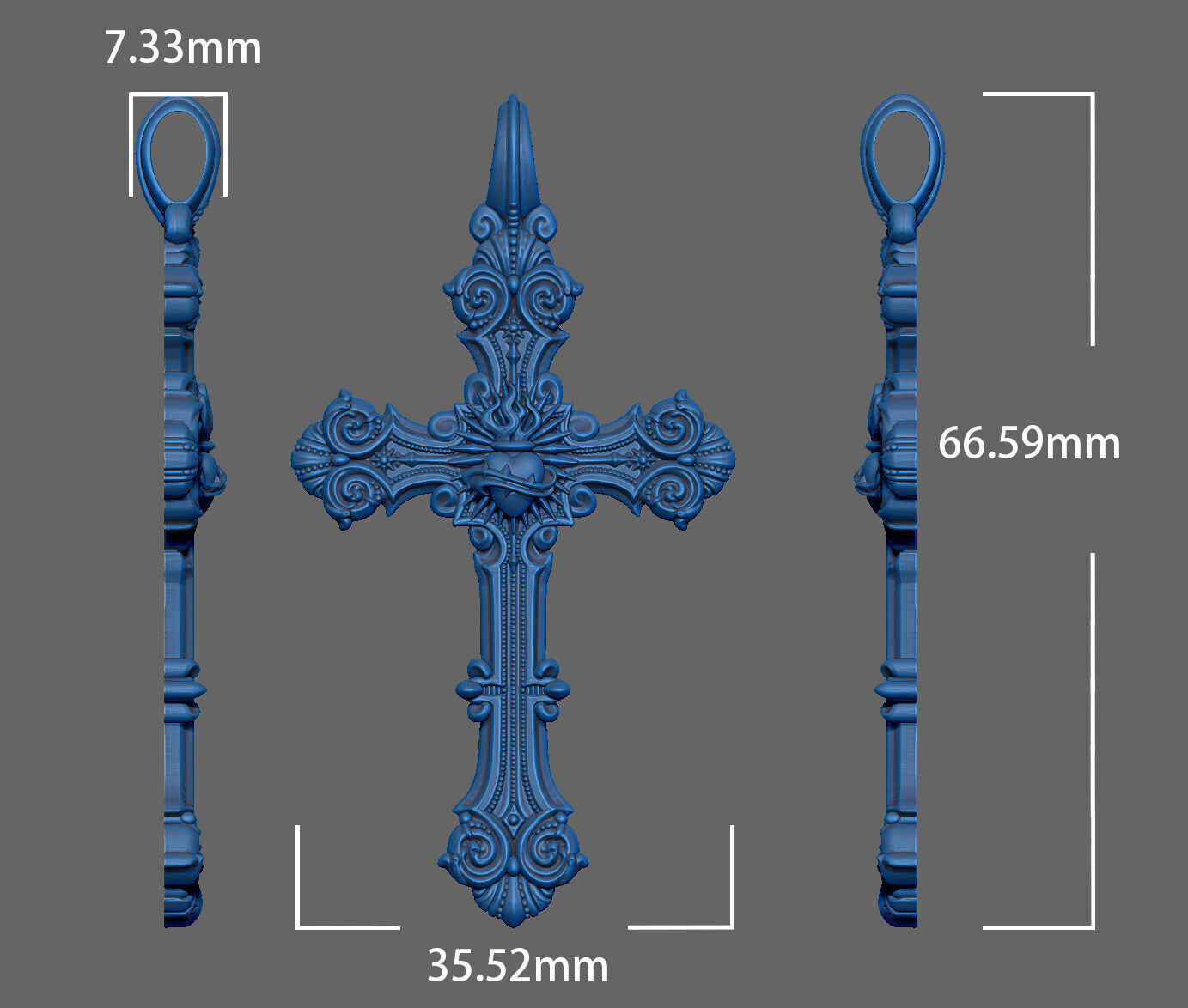 cross pendant 3D print model_3