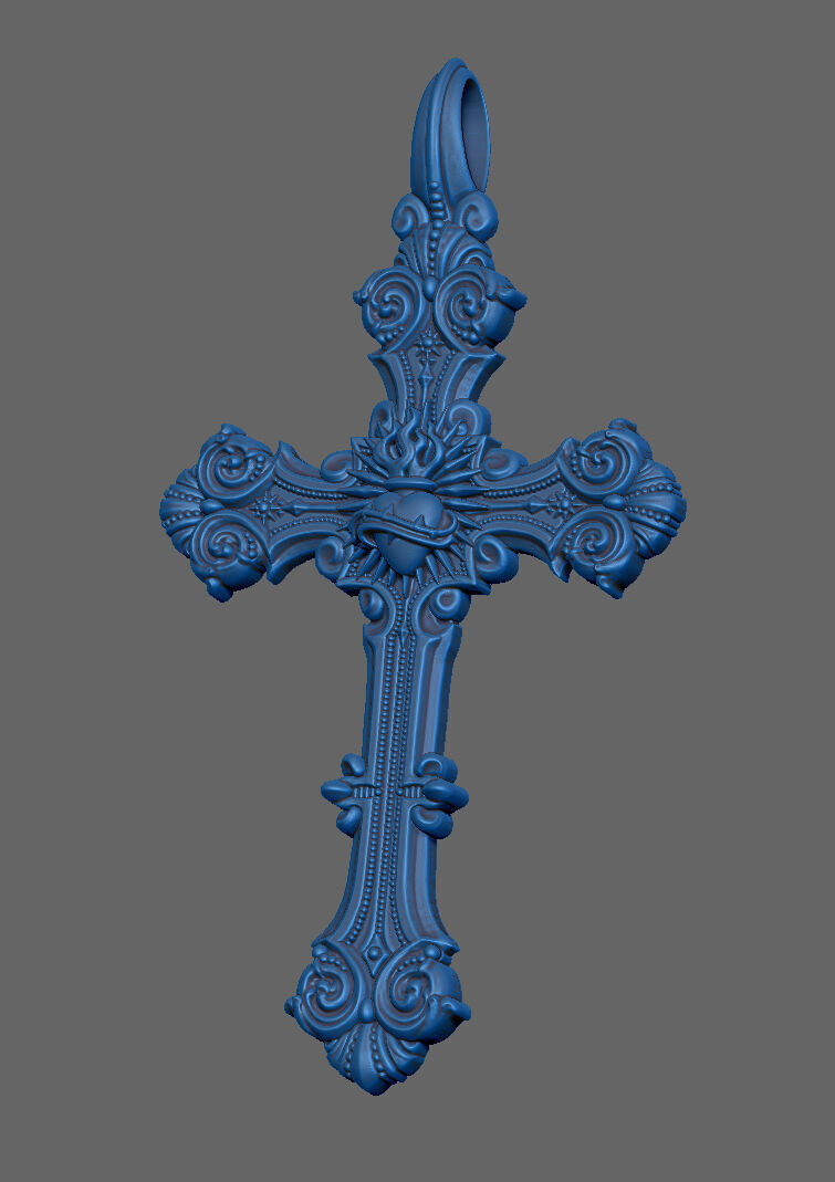 cross pendant 3D print model_4