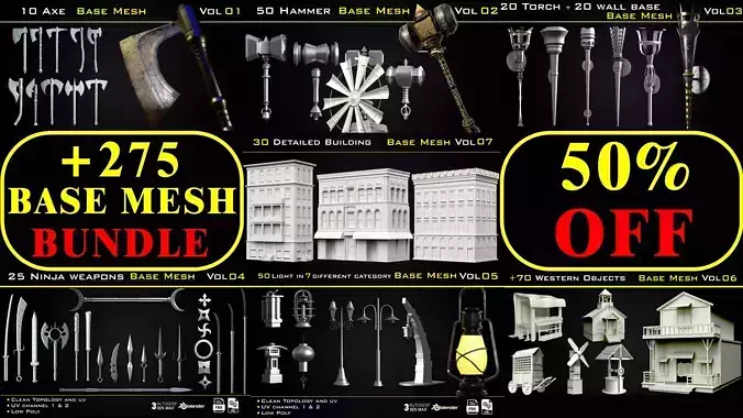 Base Mesh Bundle - 275 Asset Pack