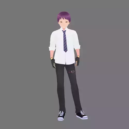 Kairo Ashford a Stylized Anime Boy Blender with Rig 3D model