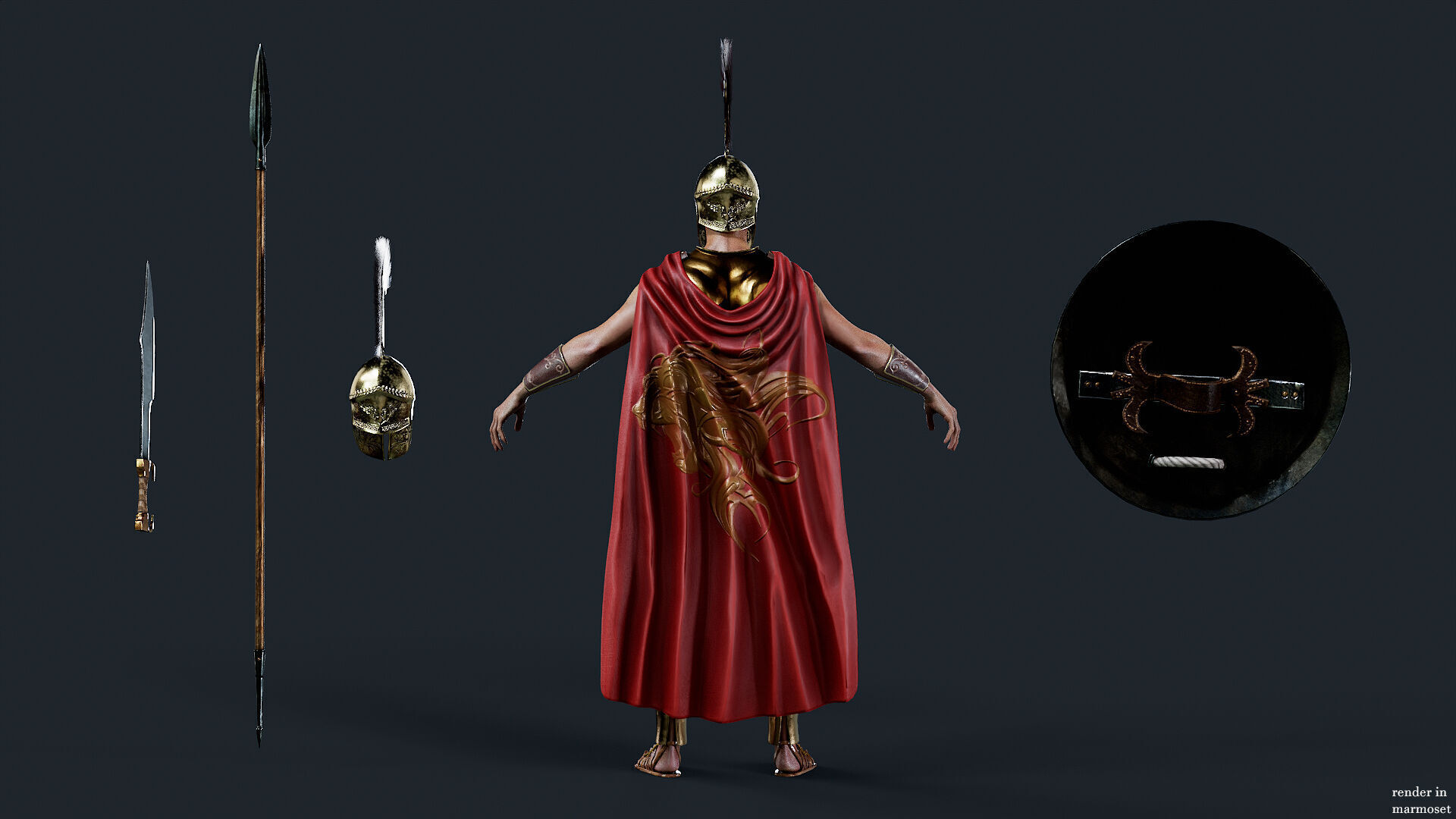 SPARTAN ROYAL HOPLITE R  Low-poly 3D model_7