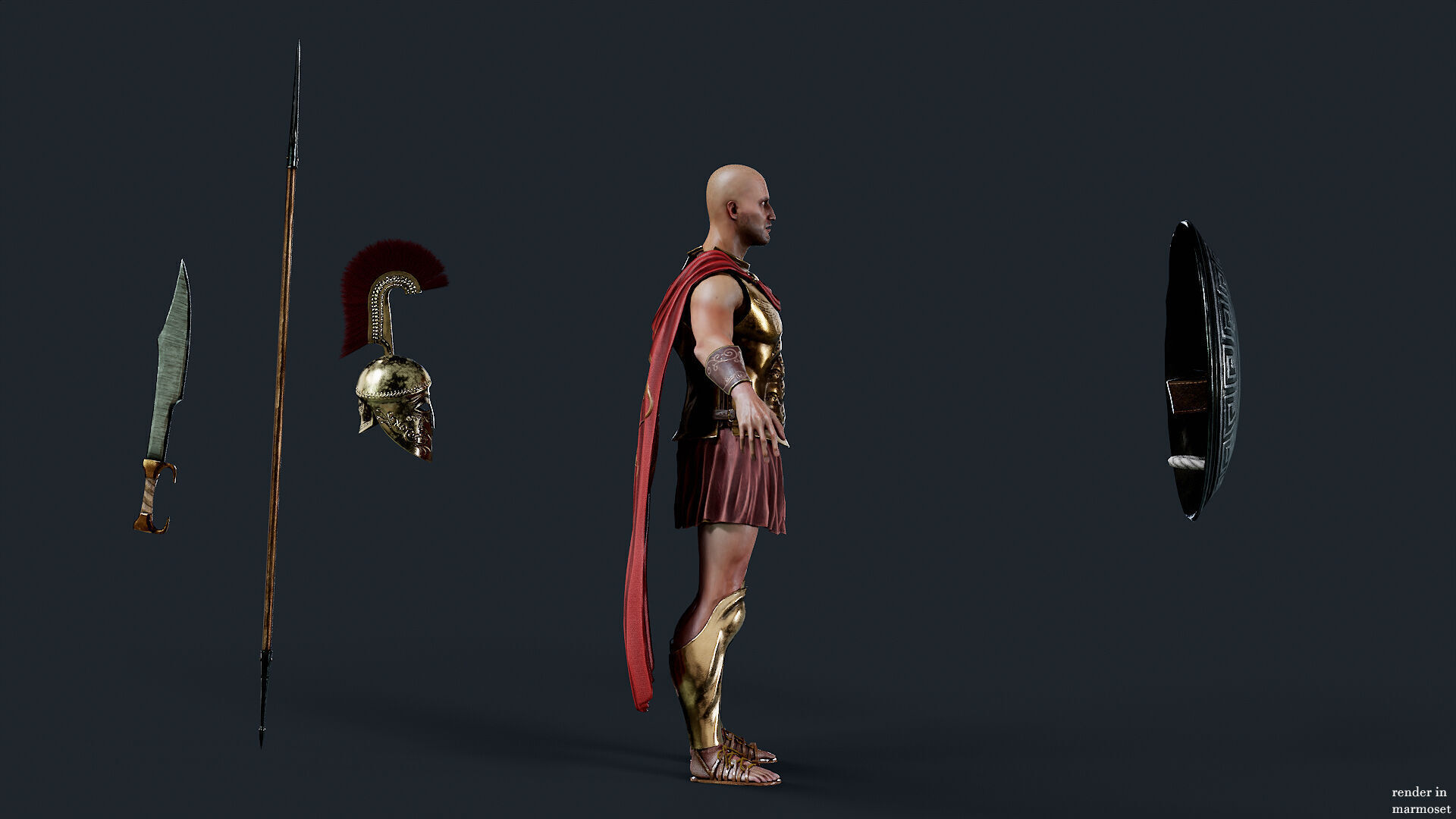 SPARTAN ROYAL HOPLITE R  Low-poly 3D model_6