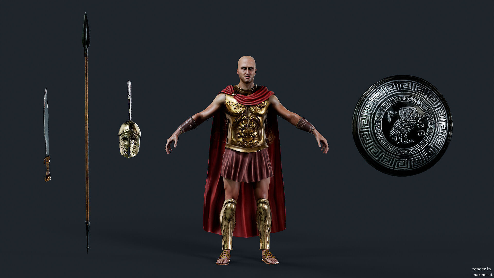 SPARTAN ROYAL HOPLITE R  Low-poly 3D model_5