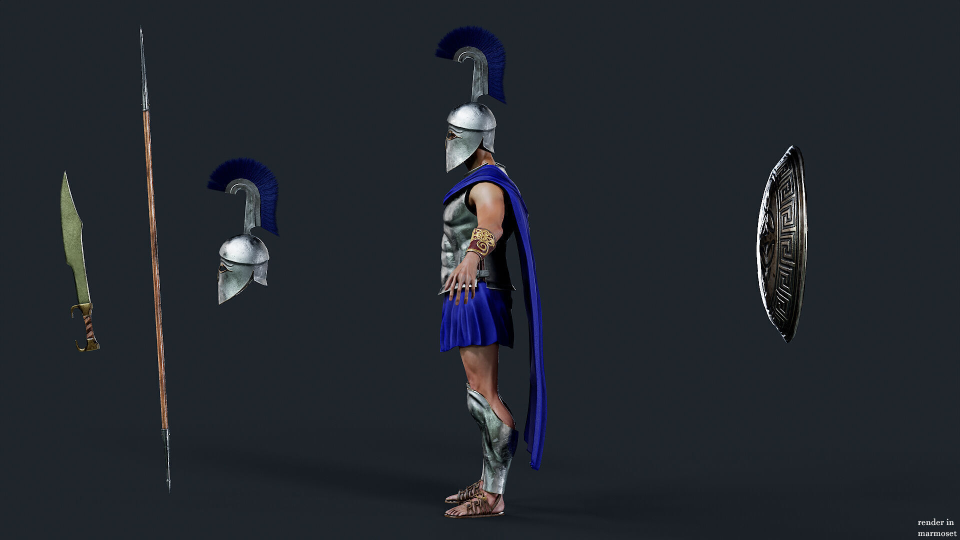 SPARTAN ROYAL HOPLITE R  Low-poly 3D model_12