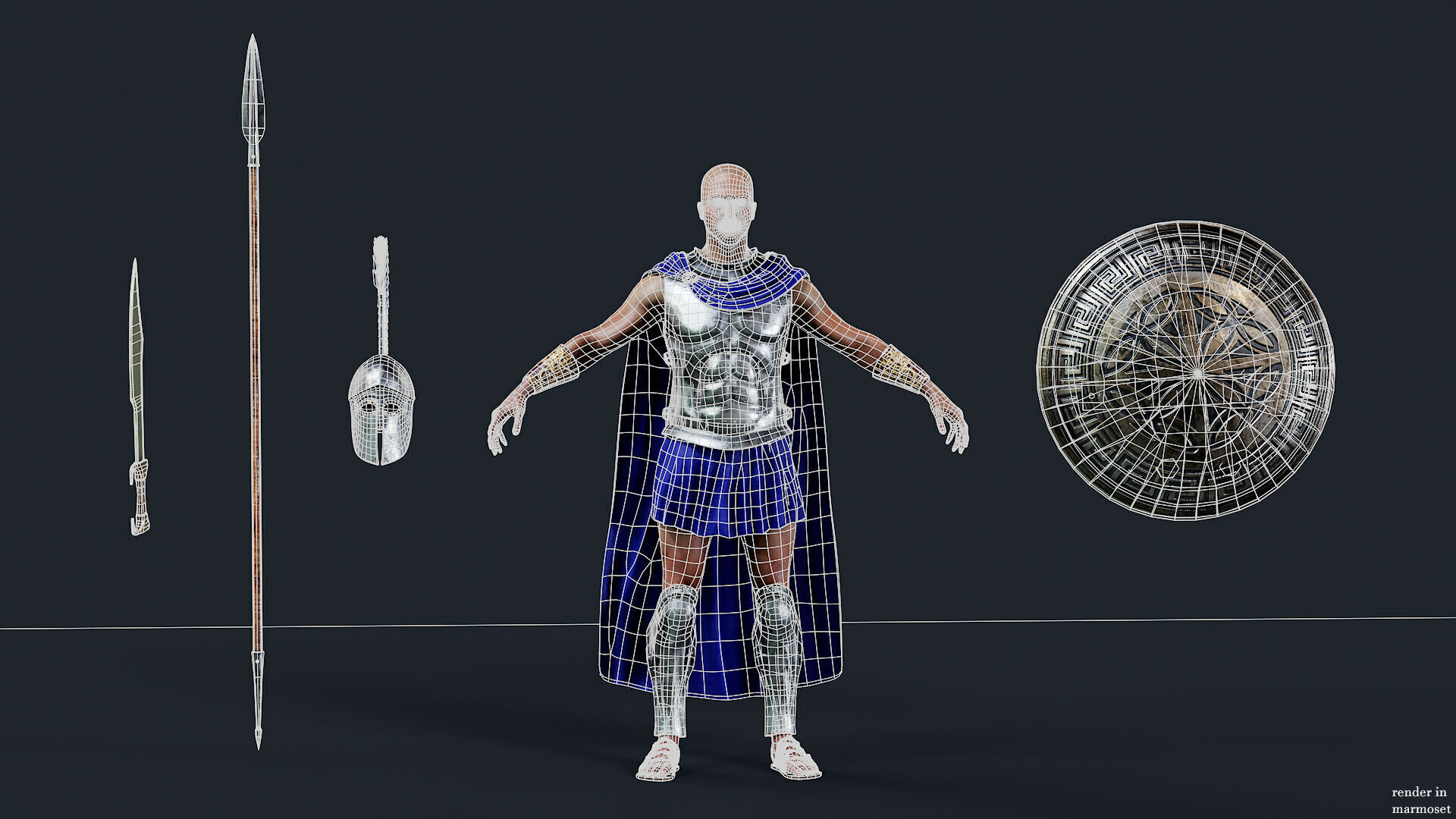 SPARTAN ROYAL HOPLITE R  Low-poly 3D model_16