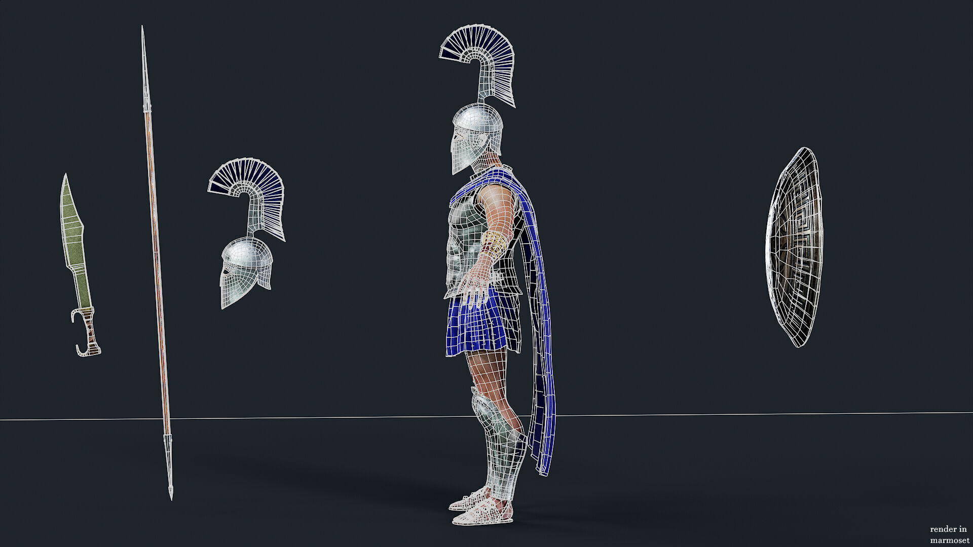 SPARTAN ROYAL HOPLITE R  Low-poly 3D model_15